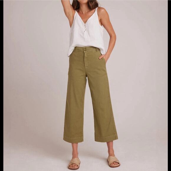 Bella Dahl Saige Wide Leg Crop Pants 31 Tropical Olive High Rise Lyocell Blend - Picture 1 of 9